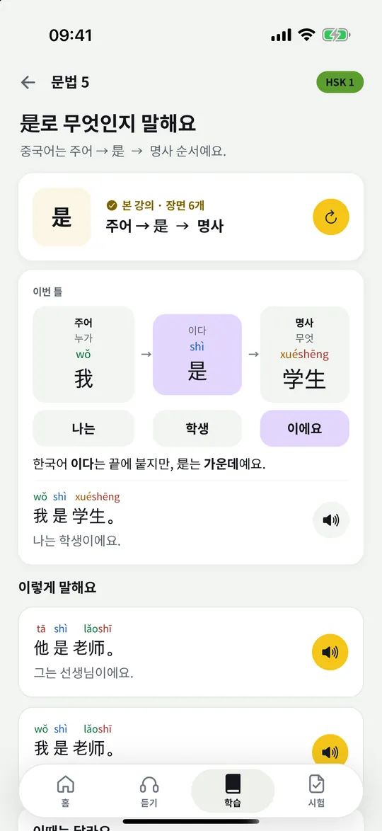 문법 강의. 是로 무엇인지 말하는 순서와 예문